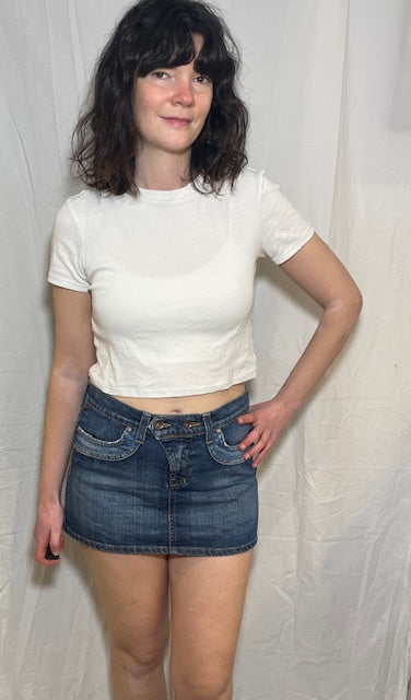Vintage Y2k Lee Cooper Blue Denim Low Rise Mini Skirt - Size 8