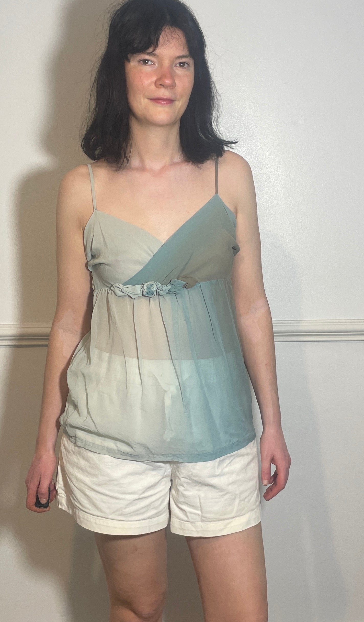 Vintage Y2k Blue Sheer Ombre Babydoll Cami Vest Top - Size 10