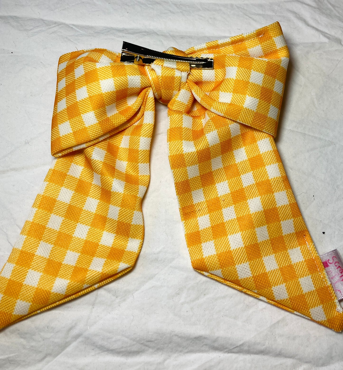 Handmade Orange Gingham Hair Bow