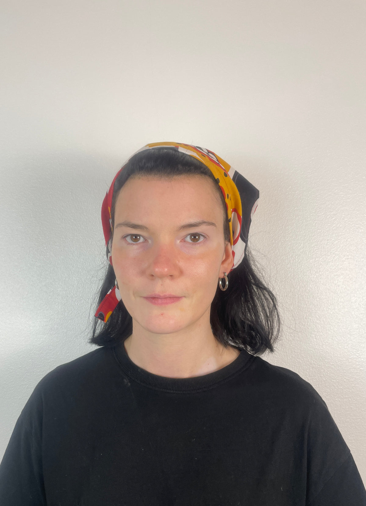 Handmade Red and Yellow Floral Cotton Head Scarf Bandana