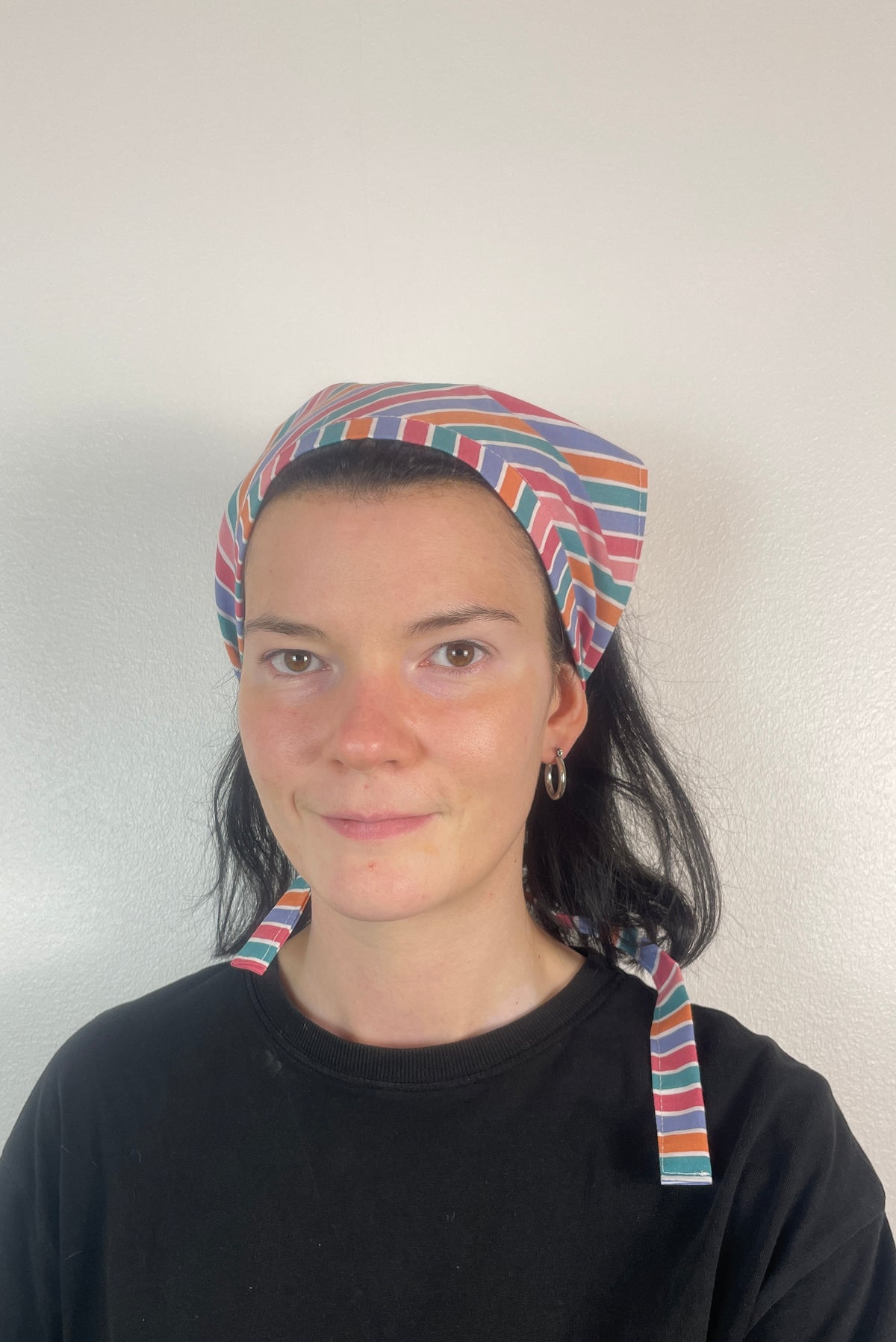 Handmade Multi Coloured Striped Cotton Head Scarf Bandana