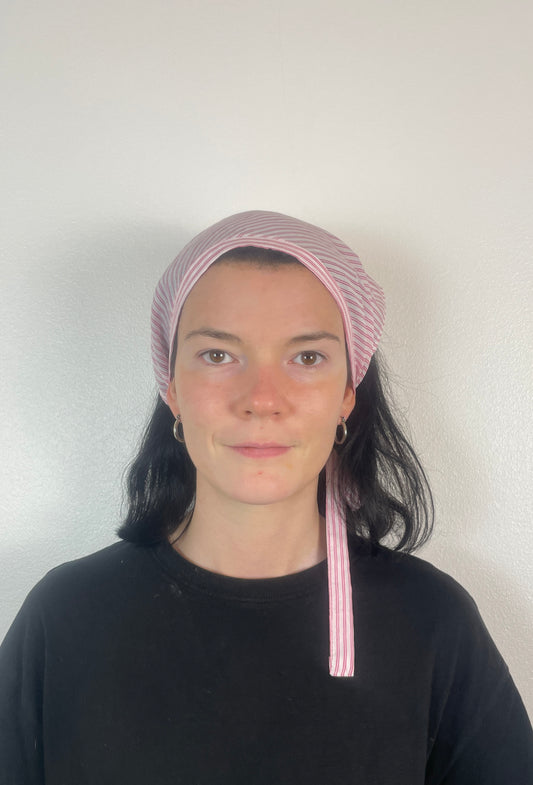Handmade Pink Striped Cotton Head Scarf Bandana