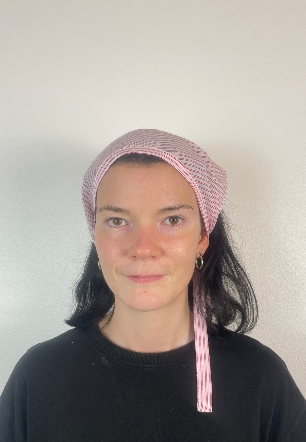 Handmade Pink Striped Cotton Head Scarf Bandana