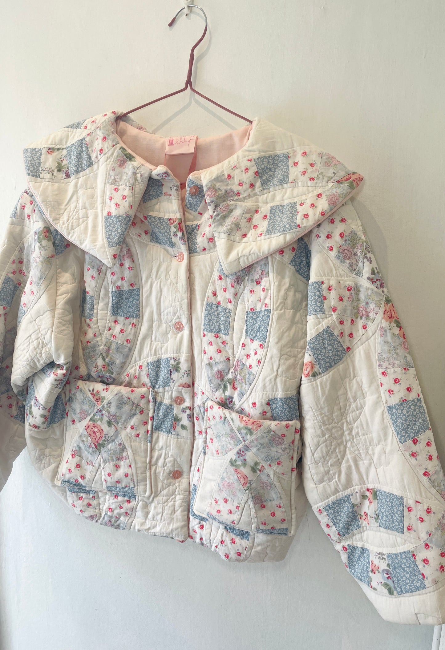 Penny Handmade Pink and Blue Floral Quilted Jacket - Up To Size 14