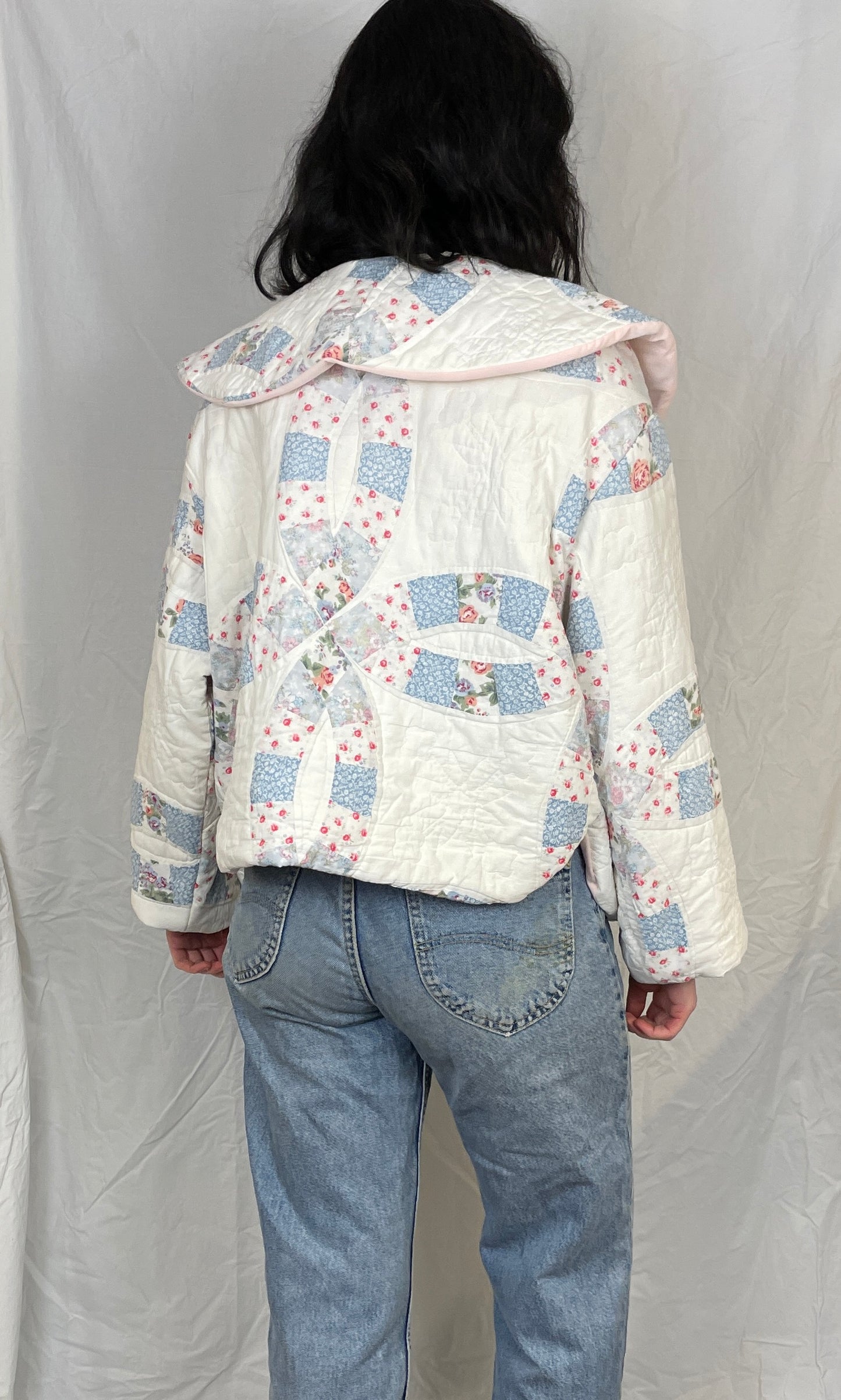 Penny Handmade Pink and Blue Floral Quilted Jacket - Up To Size 14