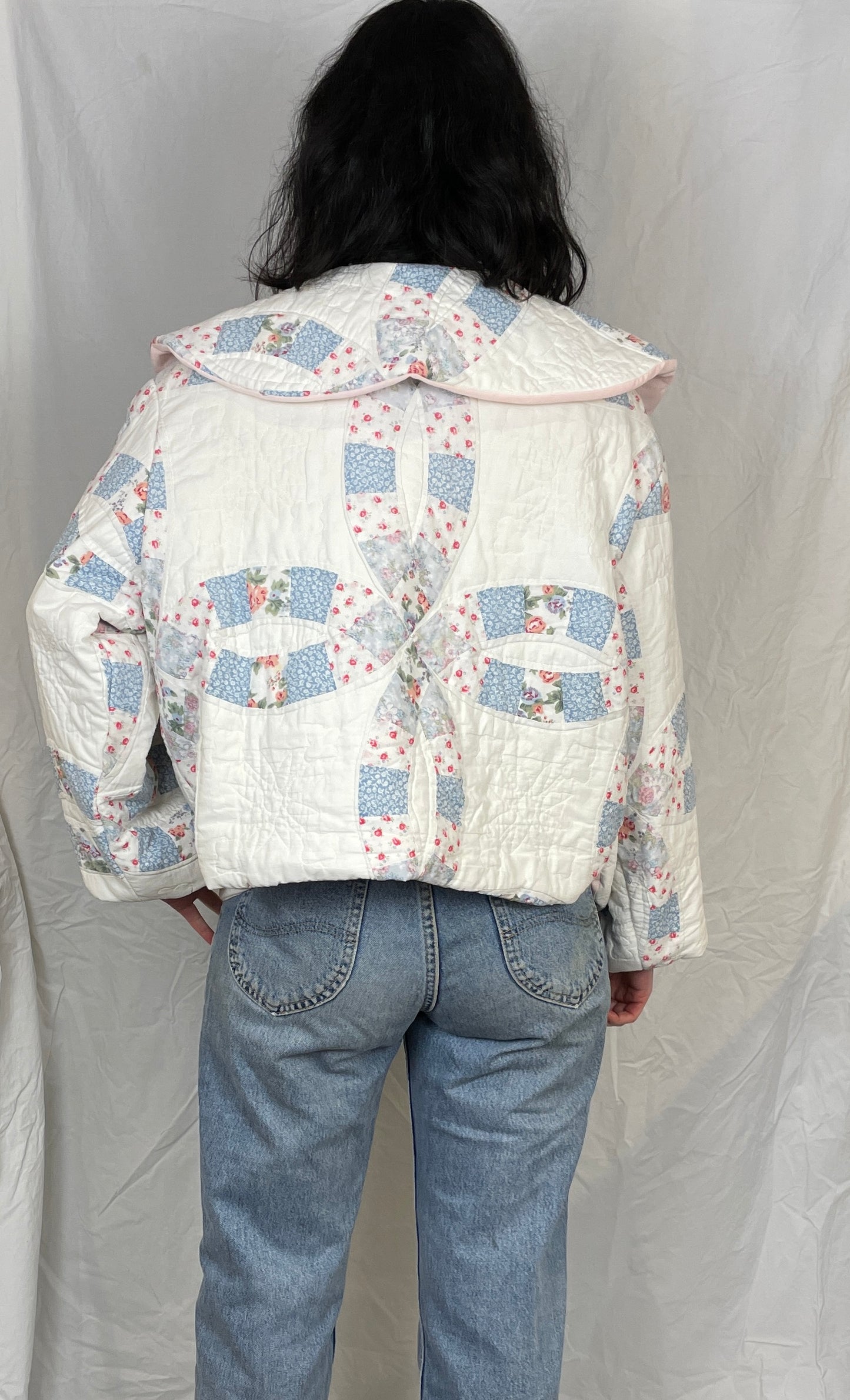 Penny Handmade Pink and Blue Floral Quilted Jacket - Up To Size 14