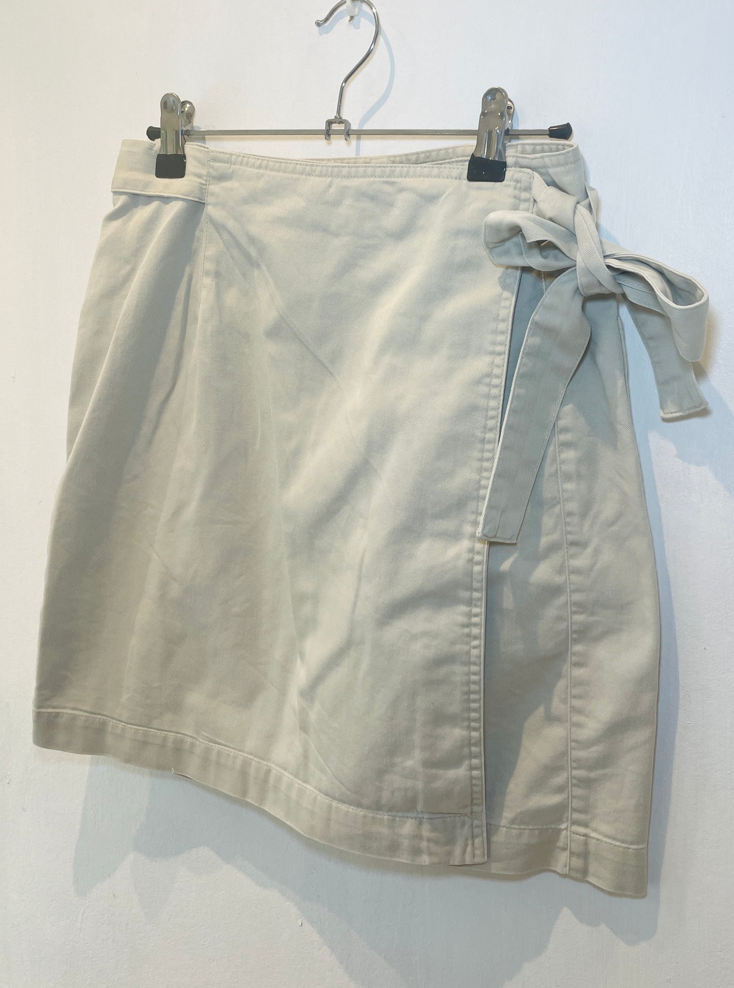 Vintage 90s Beige Denim Mini Wrap Skirt - Size 8