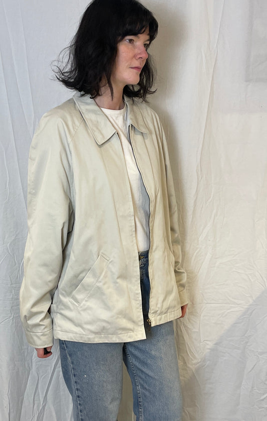 Vintage 90s Mens Beige Canvas Zip Up Jacket - Size L