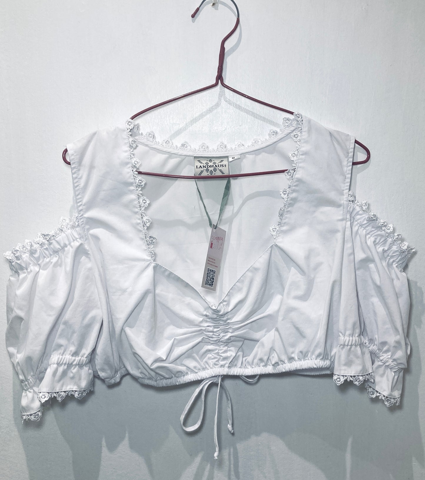 Vintage 90s White Milkmaid Puff Sleeve Crop Top - Up To Size 14