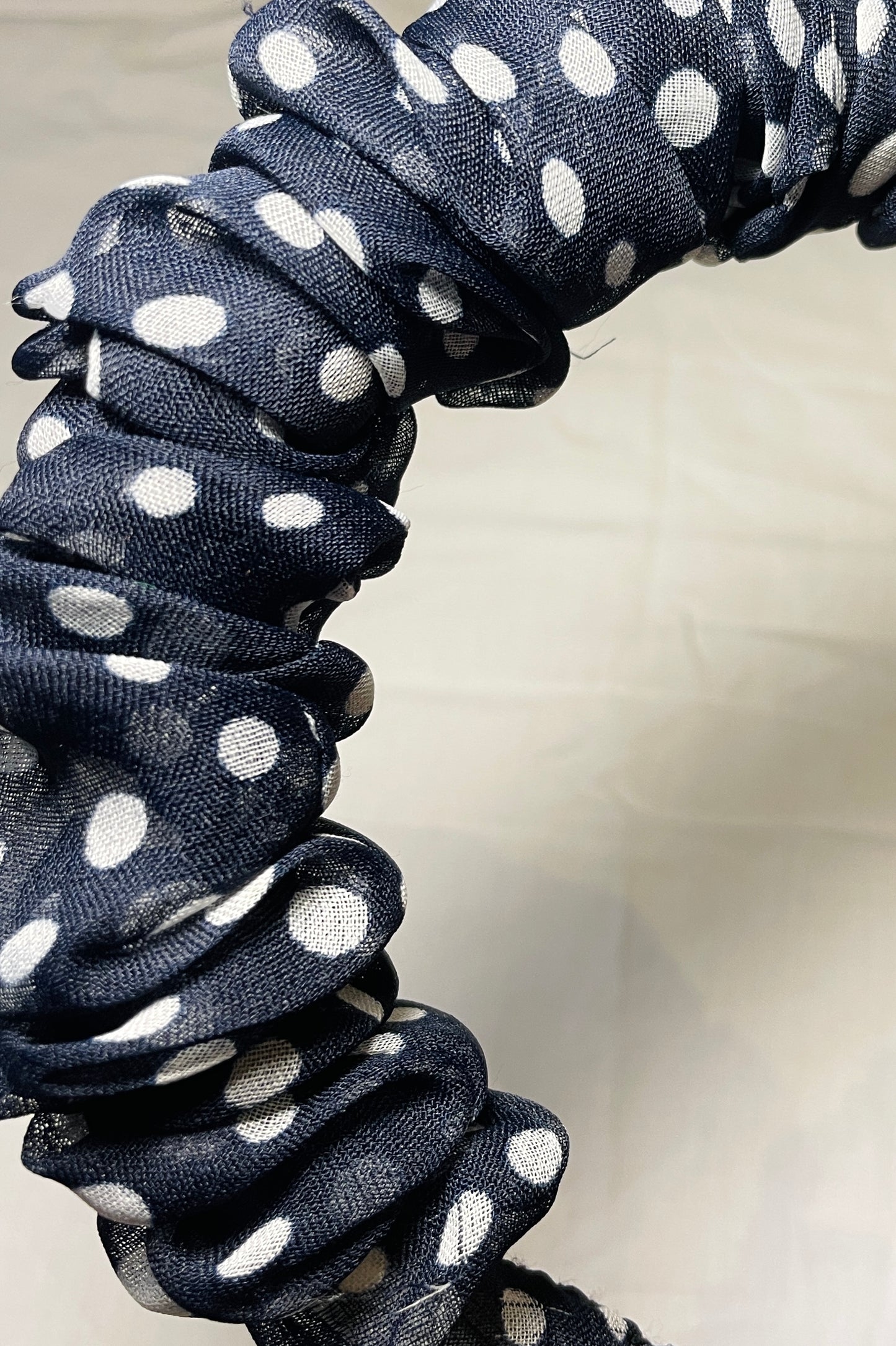 Handmade Navy Blue Polka Dot Ruffle Headband