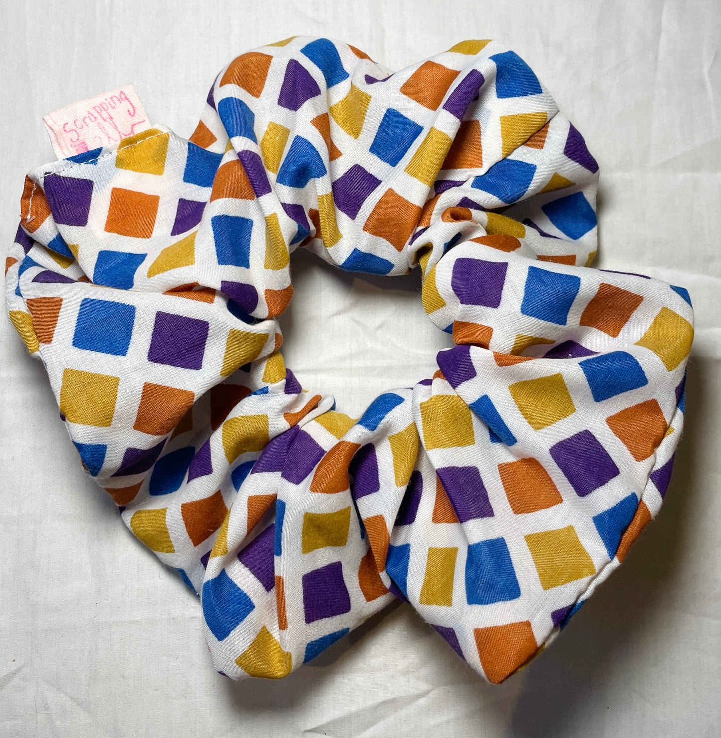 Handmade Orange Geometric Giant Scrunchie