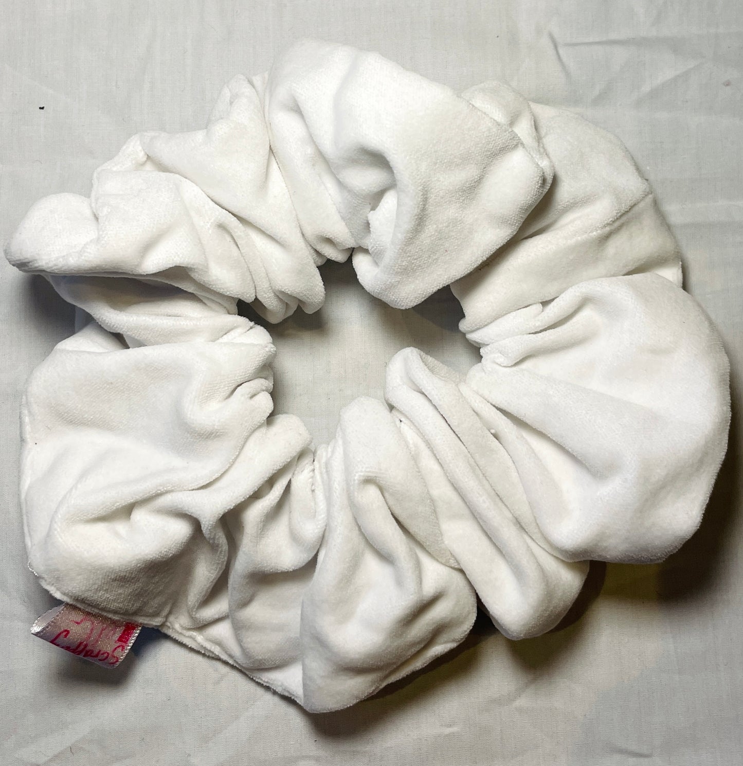Handmade White Velvet Giant Hair Scrunchie
