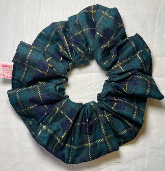 Handmade Green Tartan Giant Hair Scrunchie