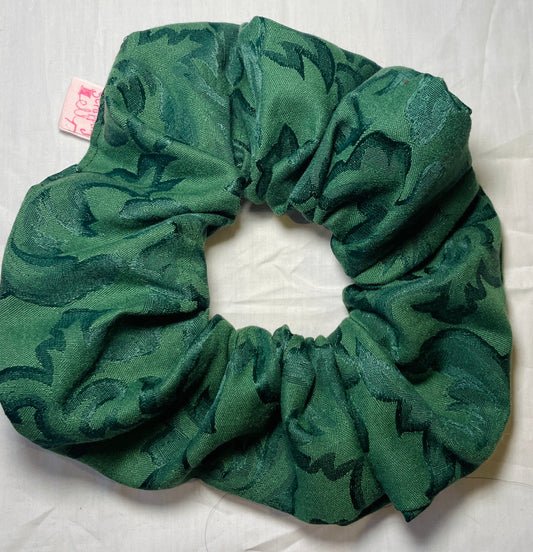 Handmade Green Floral Silk Giant Hair Scrunchie