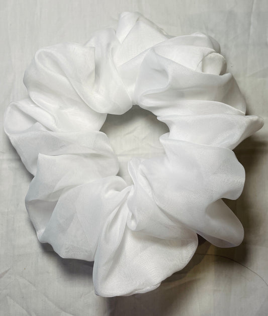 Handmade White Organza Giant Hair Scrunchie