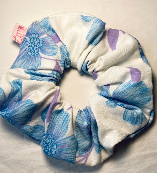 Handmade Blue Floral Giant Hair Scrunchie