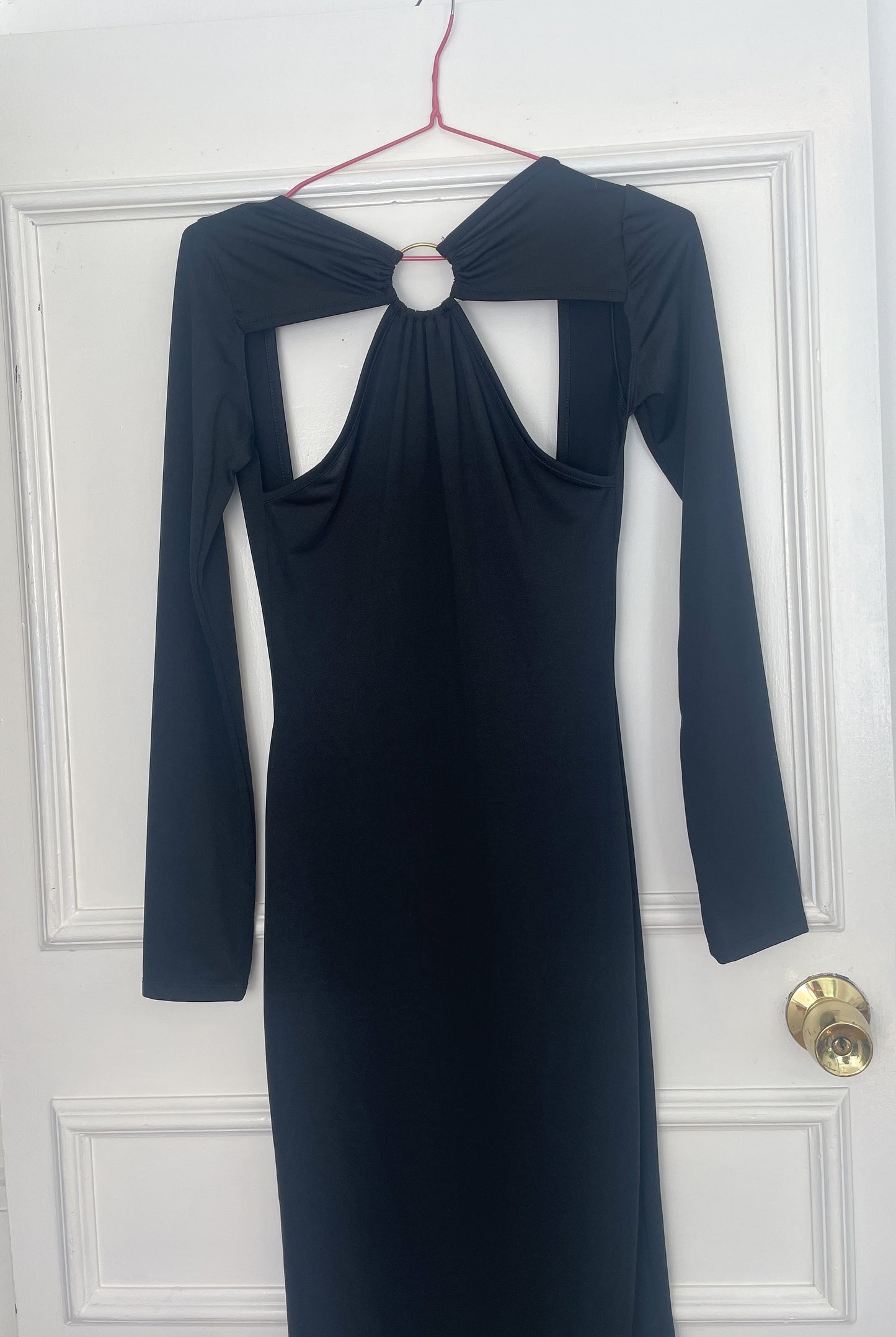 Vintage Y2K Black Stretch Backless Cut Out Bodycon Midi Dress - Size 8