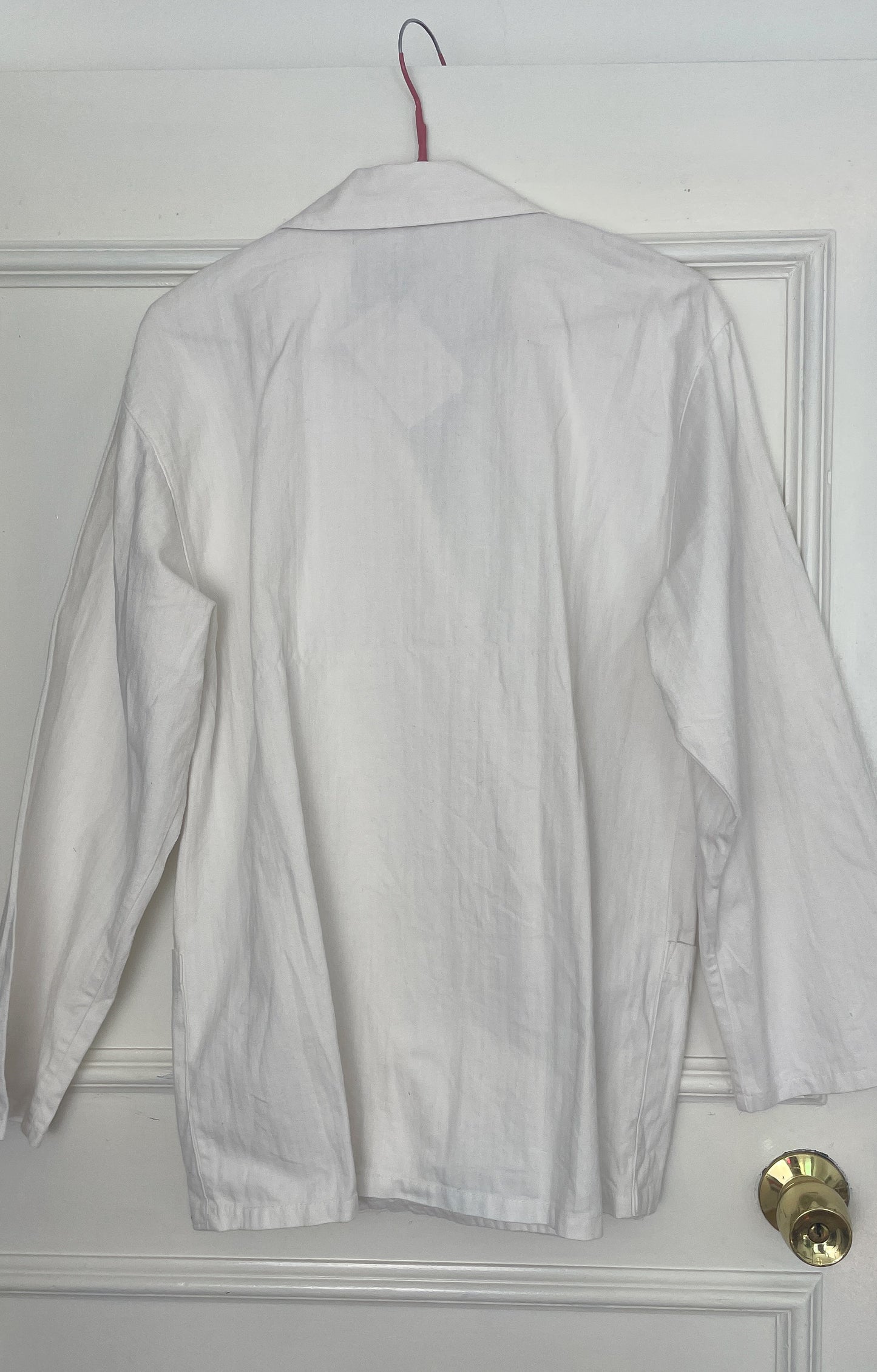 Vintage 90s White Cotton Double Breasted Blazer Jacket - Size 10