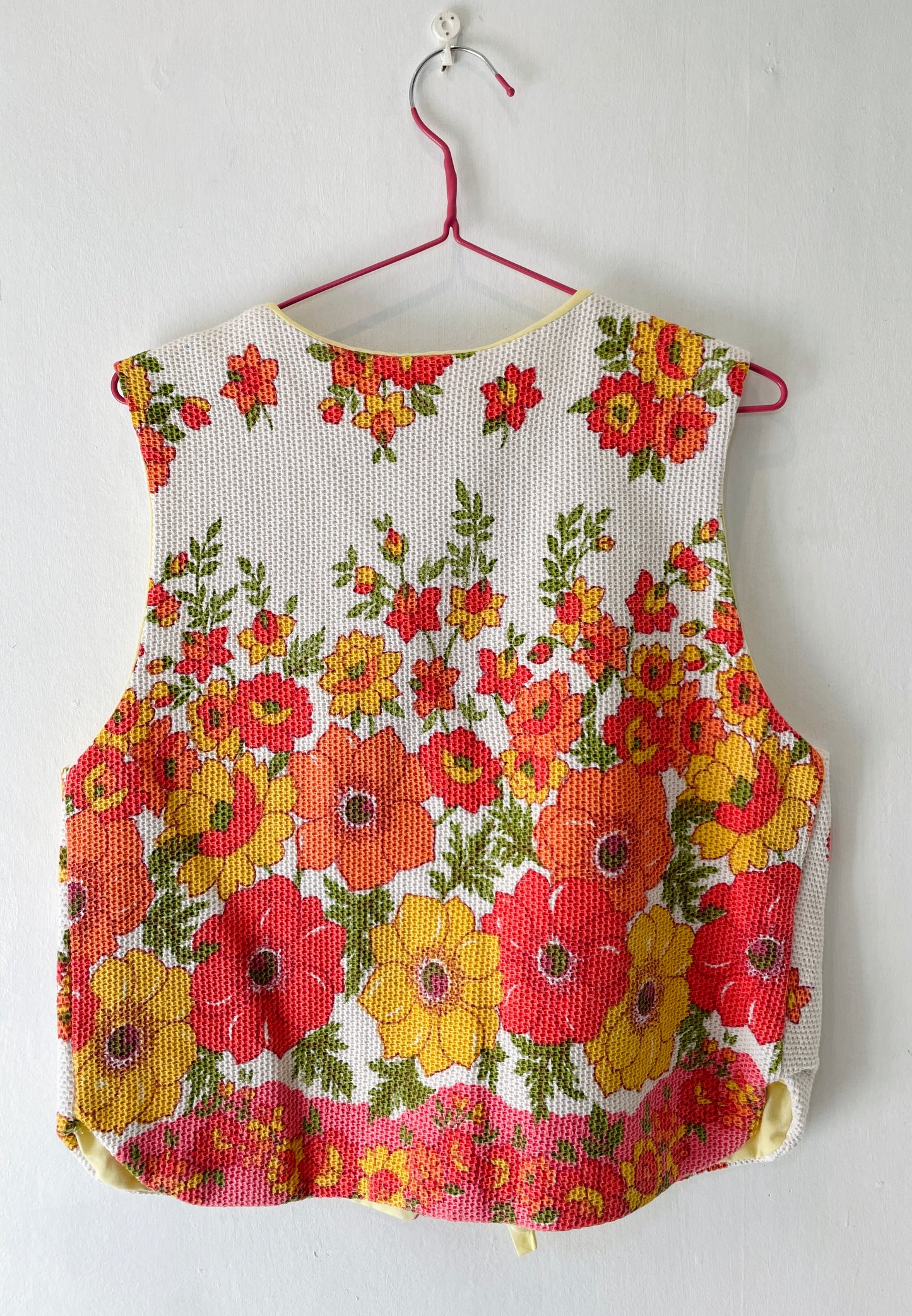 Zoe Handmade Orange Floral Tie Front Sleeveless Waistcoat Top