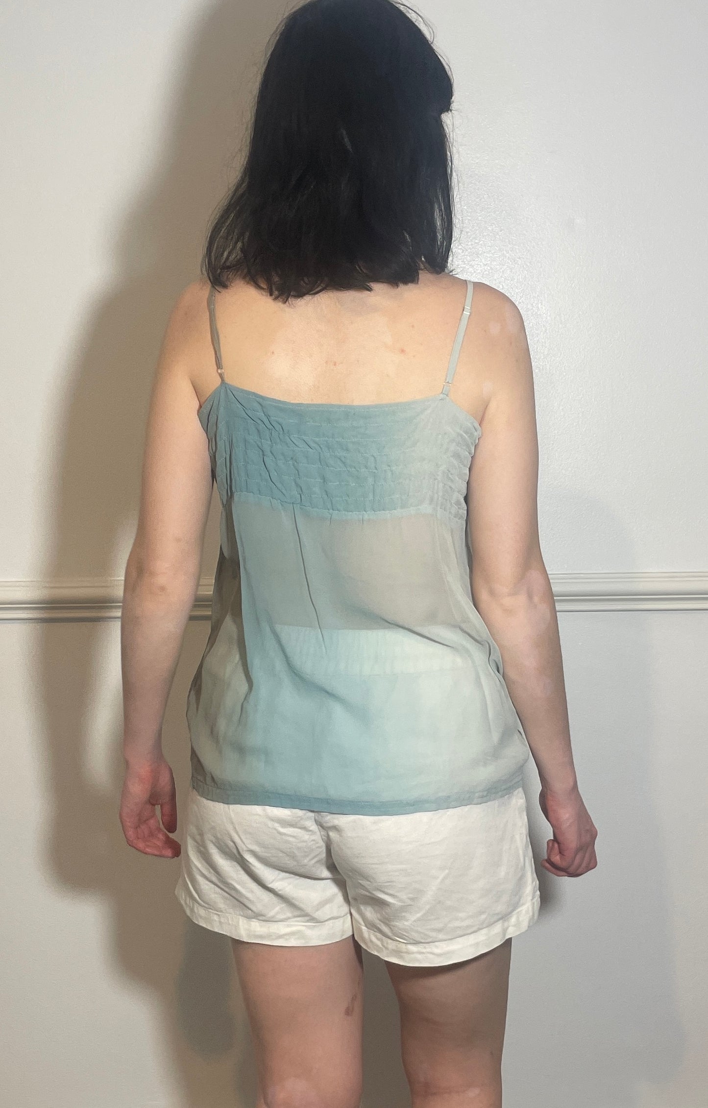 Vintage Y2k Blue Sheer Ombre Babydoll Cami Vest Top - Size 10