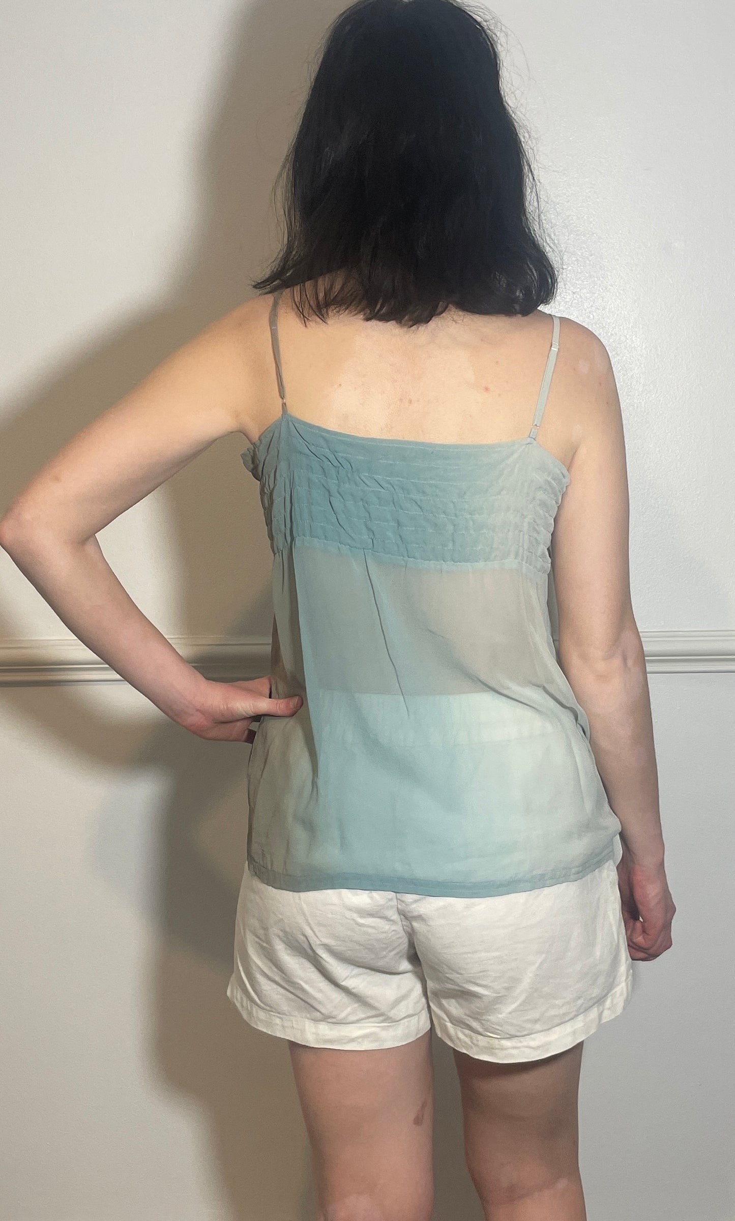 Vintage Y2k Blue Sheer Ombre Babydoll Cami Vest Top - Size 10