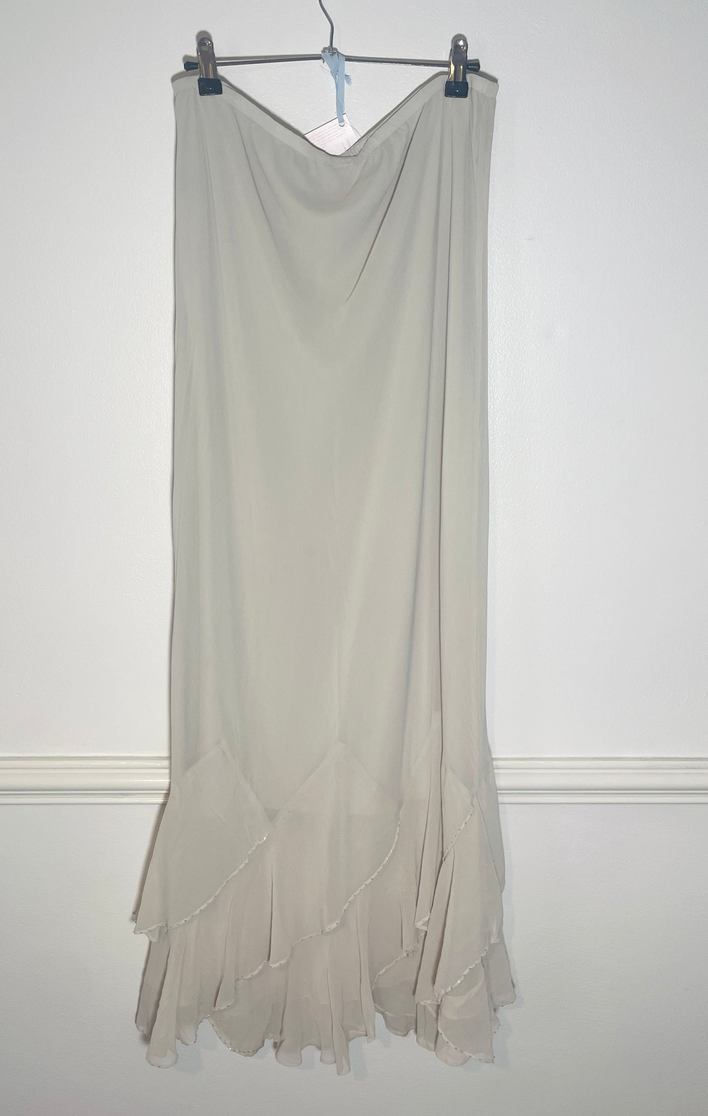 Vintage Y2k White Chiffon Hankerchief Hem Maxi Skirt - Size 12