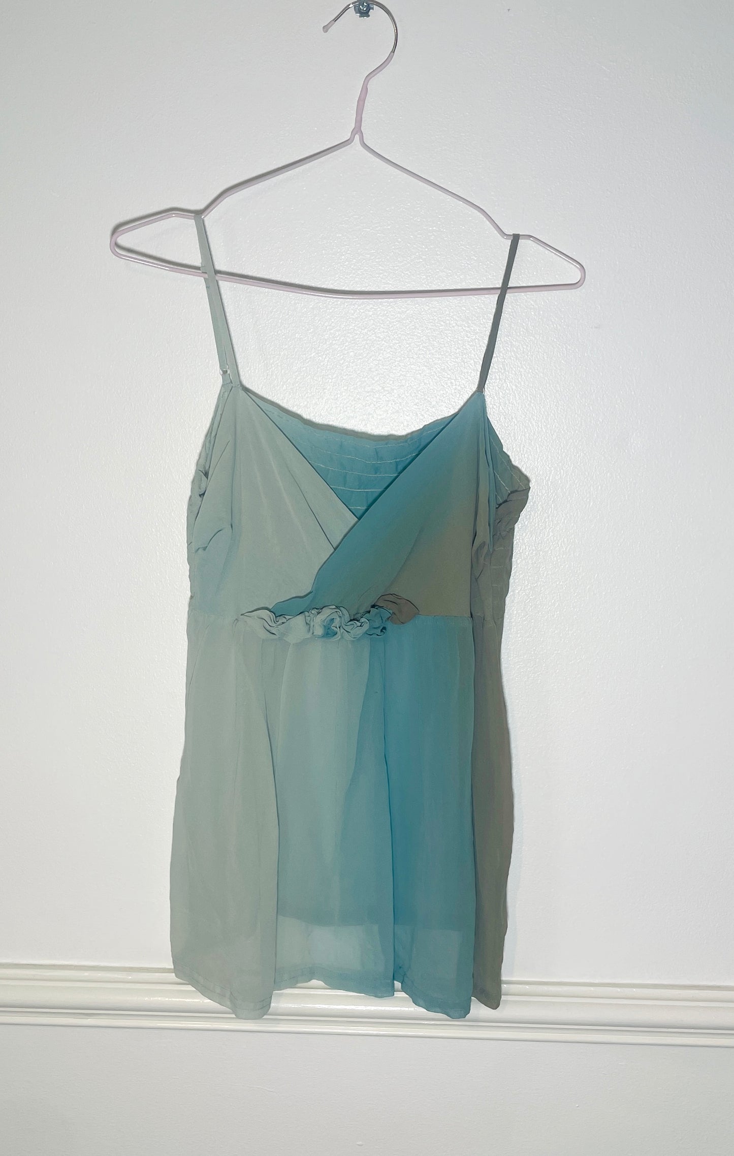 Vintage Y2k Blue Sheer Ombre Babydoll Cami Vest Top - Size 10