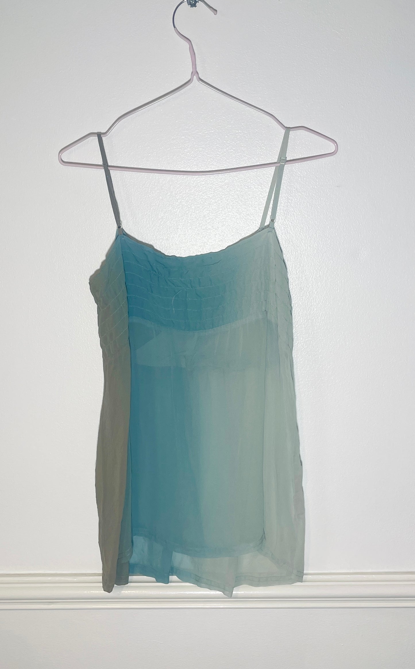 Vintage Y2k Blue Sheer Ombre Babydoll Cami Vest Top - Size 10