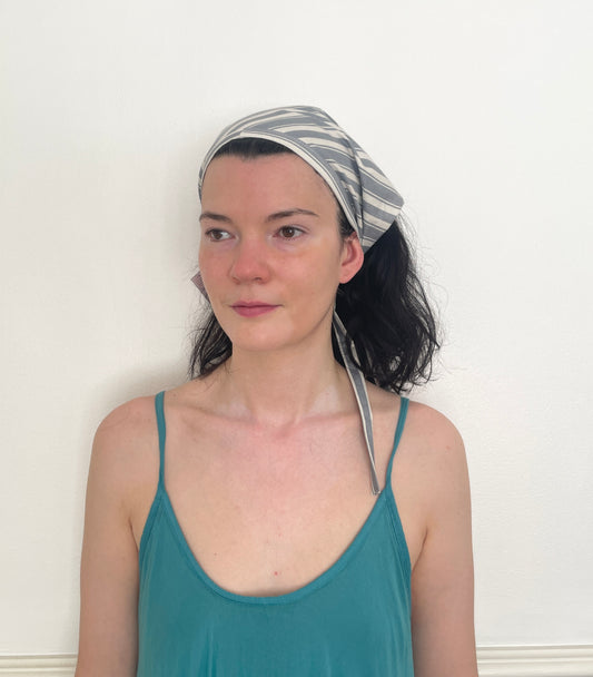 Handmade Blue Striped Cotton Head Scarf Bandana