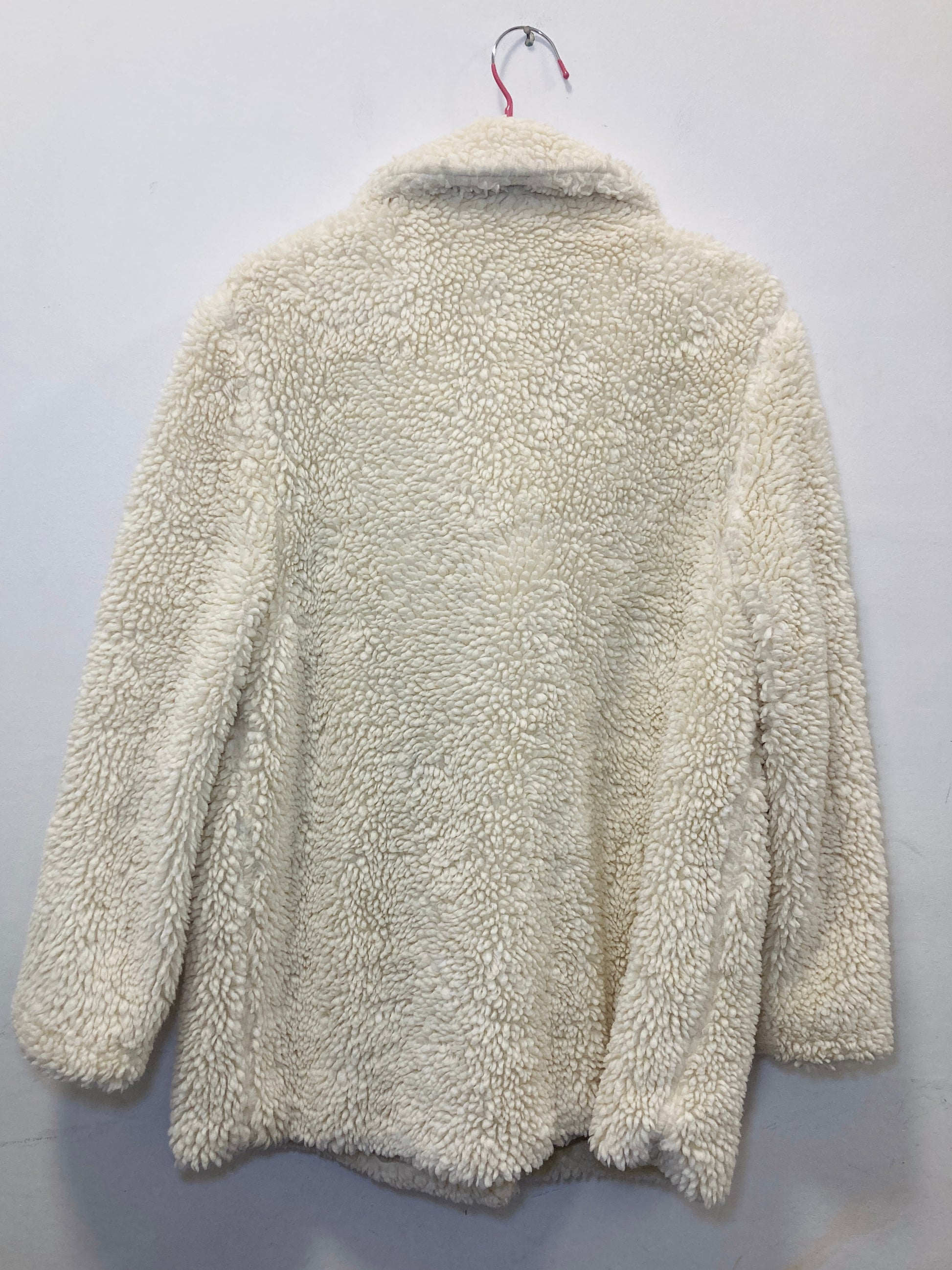 Vintage 70s White Borg Double Breasted Teddy Coat - Up To Size 14 - scrappingell