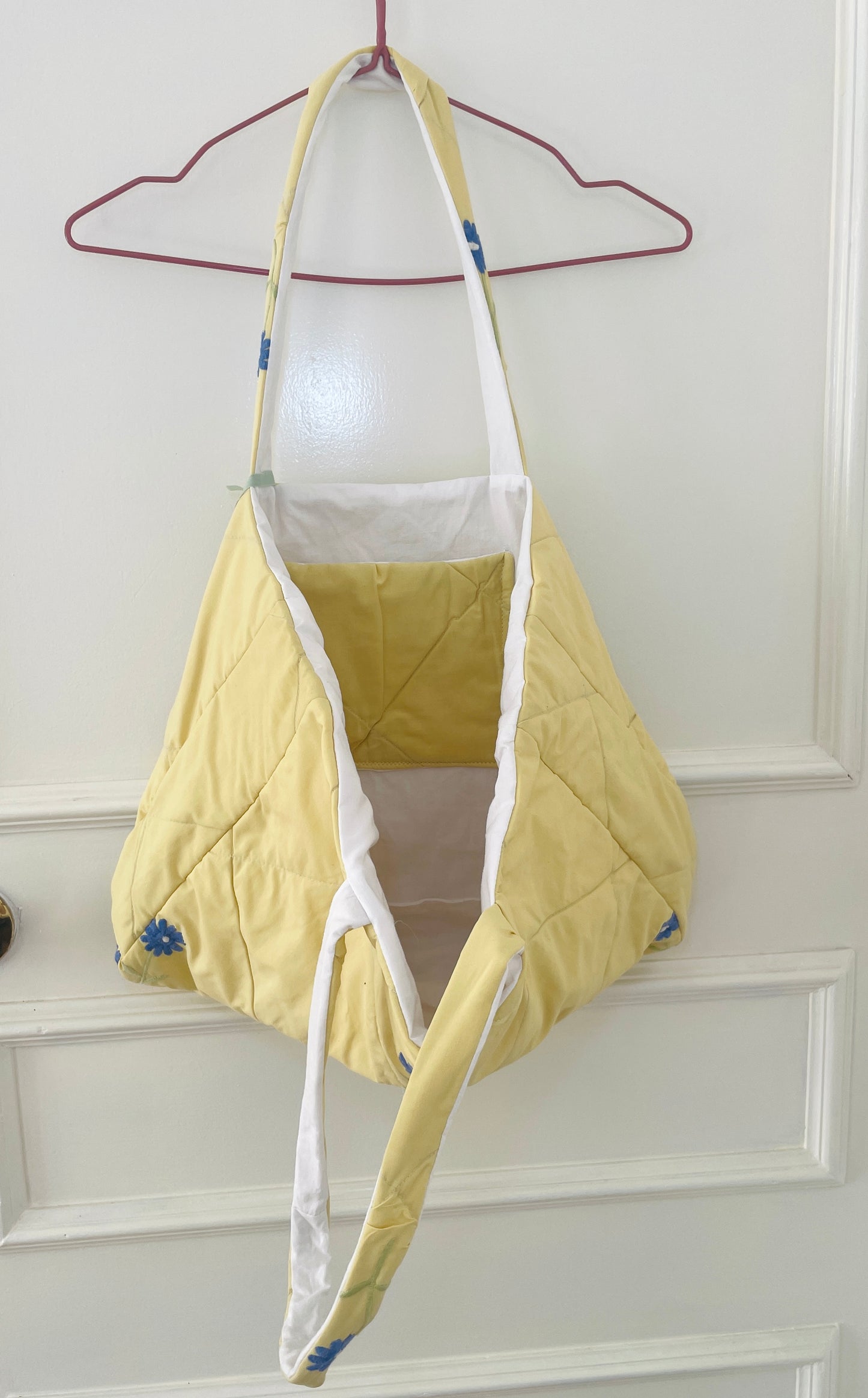 Handmade Yellow Quilted Floral Embroidered Shoulder Tote Bag