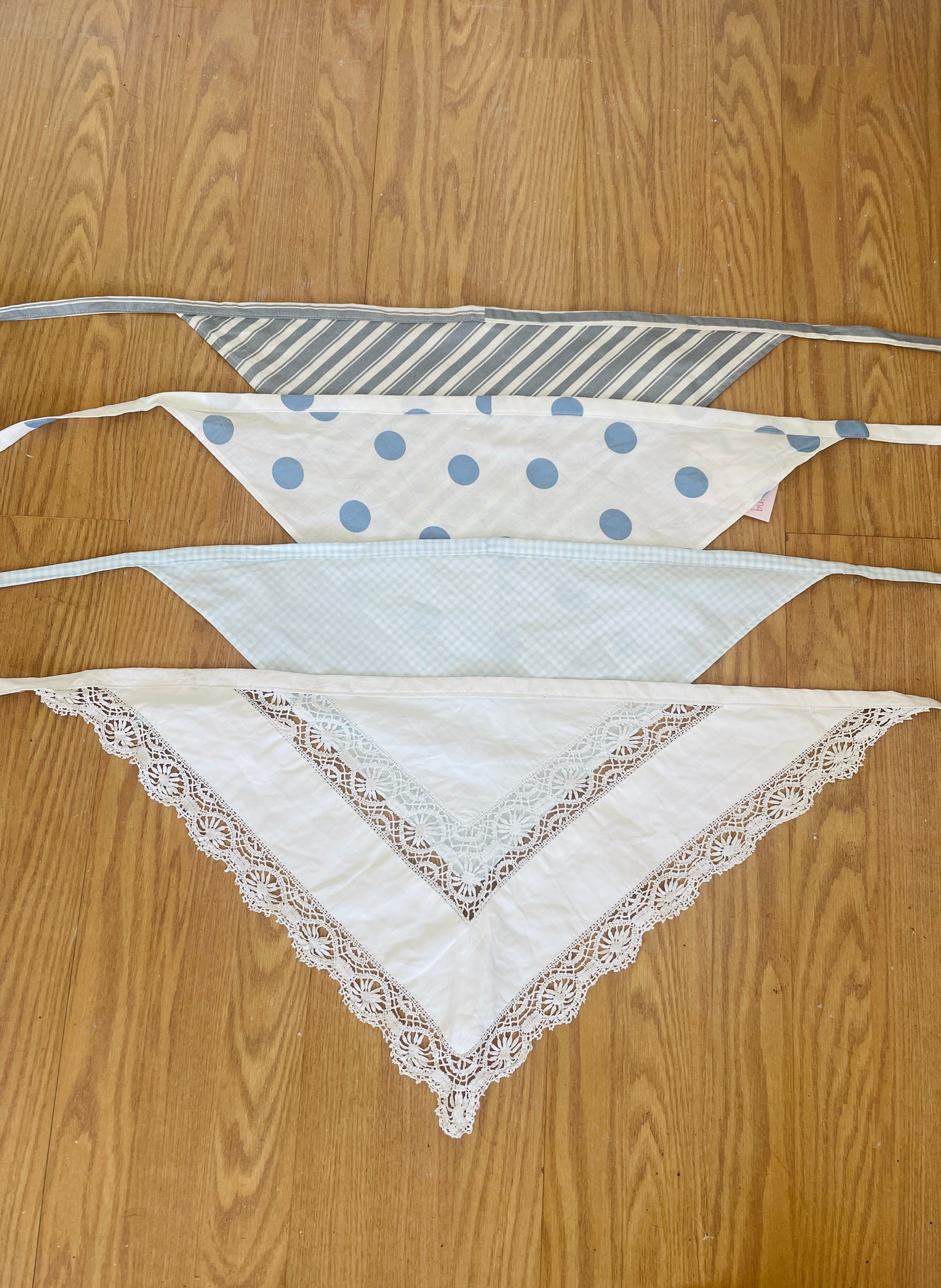 Handmade Blue Gingham Cotton Head Scarf Bandana