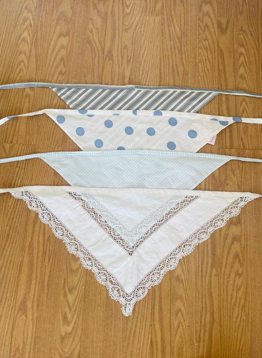 Handmade Blue Polka Dot Cotton Head Scarf Bandana