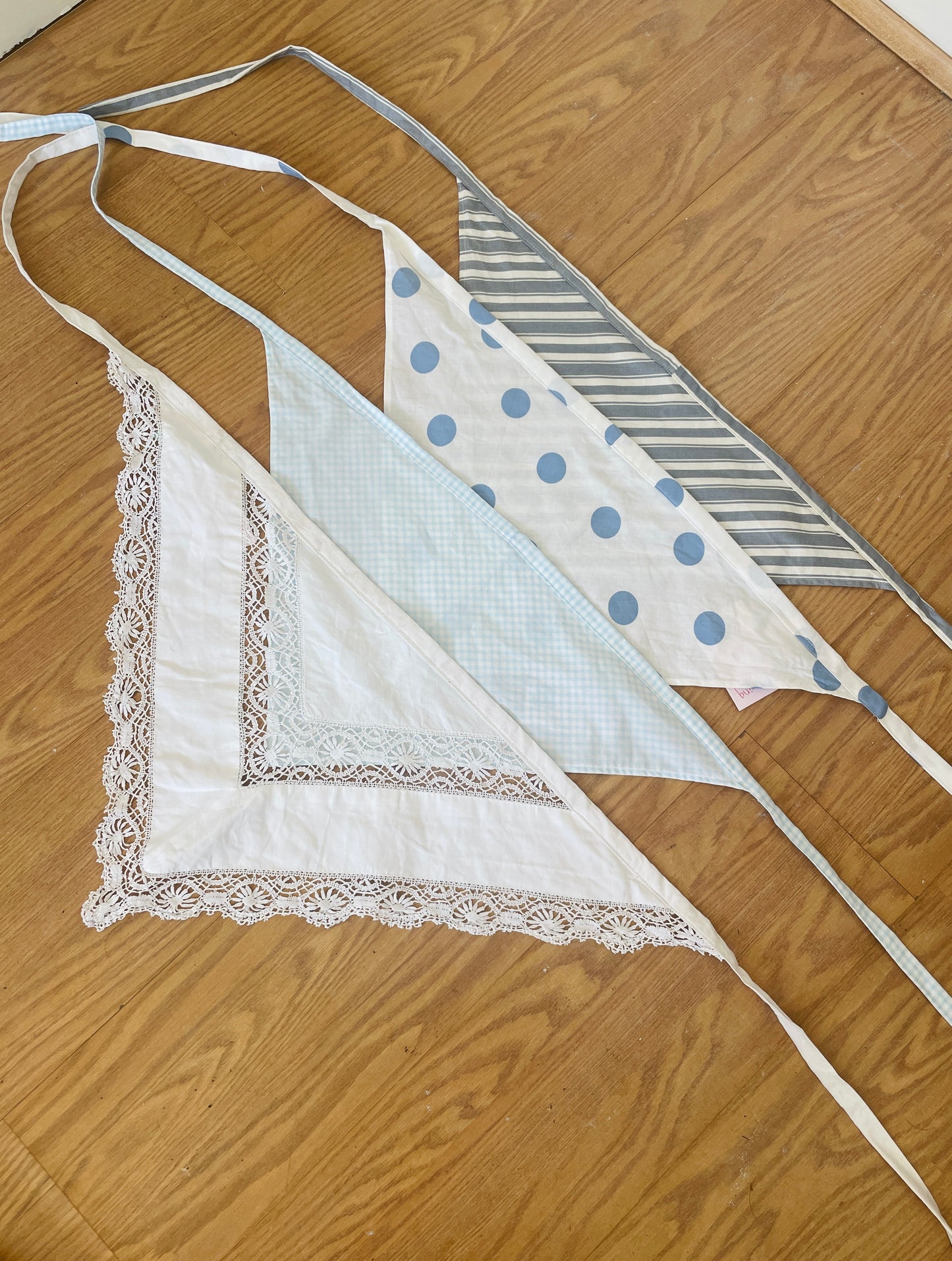 Handmade Blue Polka Dot Cotton Head Scarf Bandana