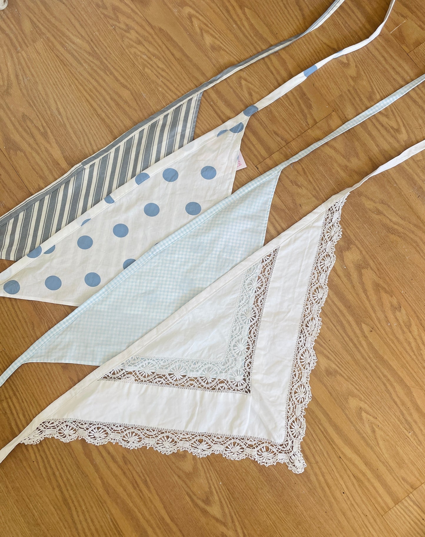 Handmade Blue Polka Dot Cotton Head Scarf Bandana