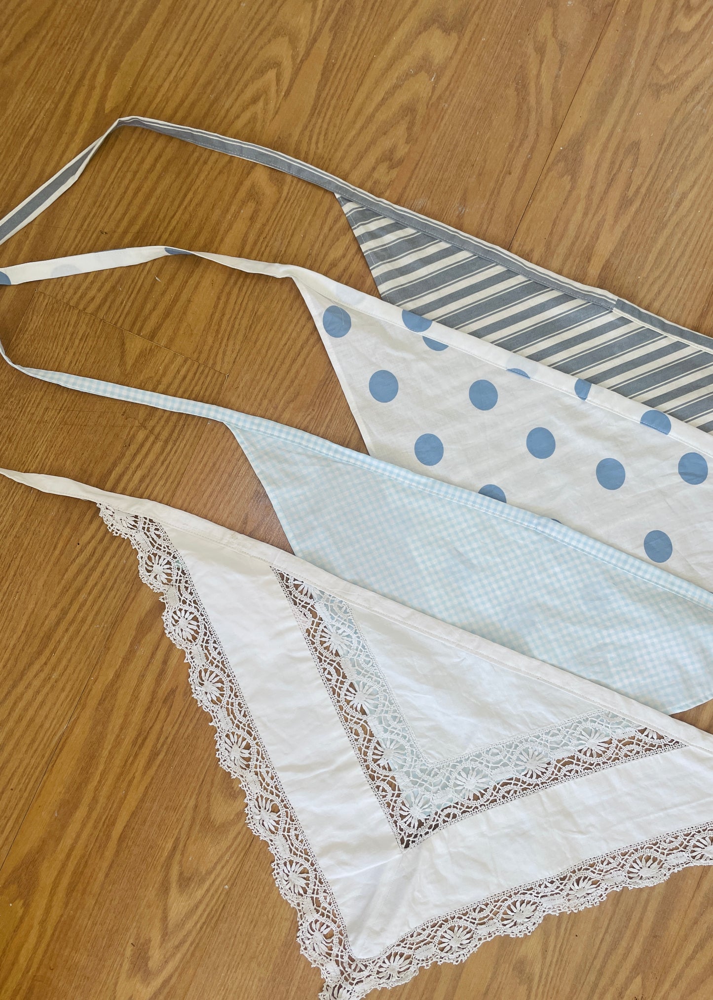 Handmade Blue Gingham Cotton Head Scarf Bandana