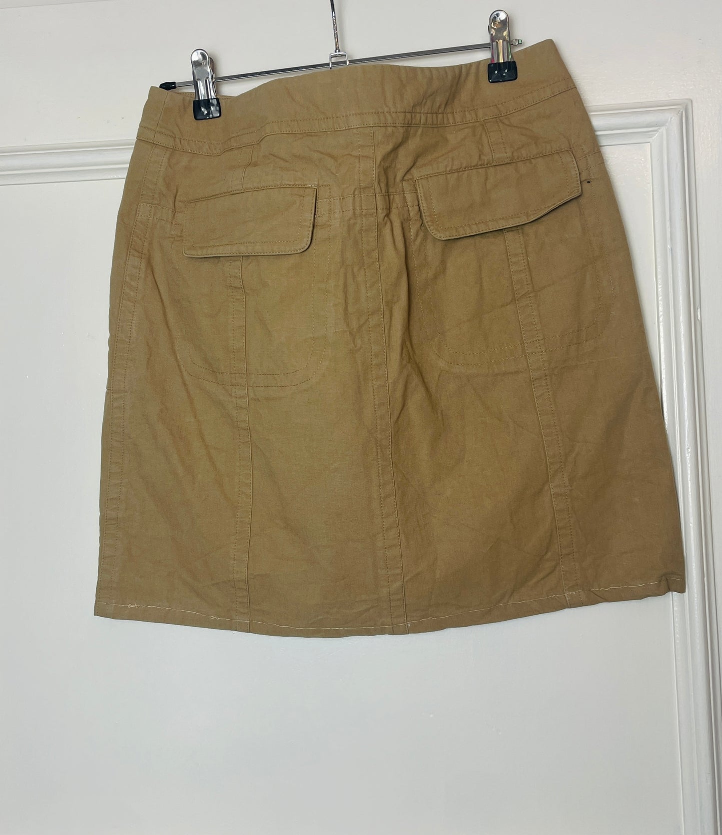 Vintage Y2K Beige Denim Mini Skirt - Size 10