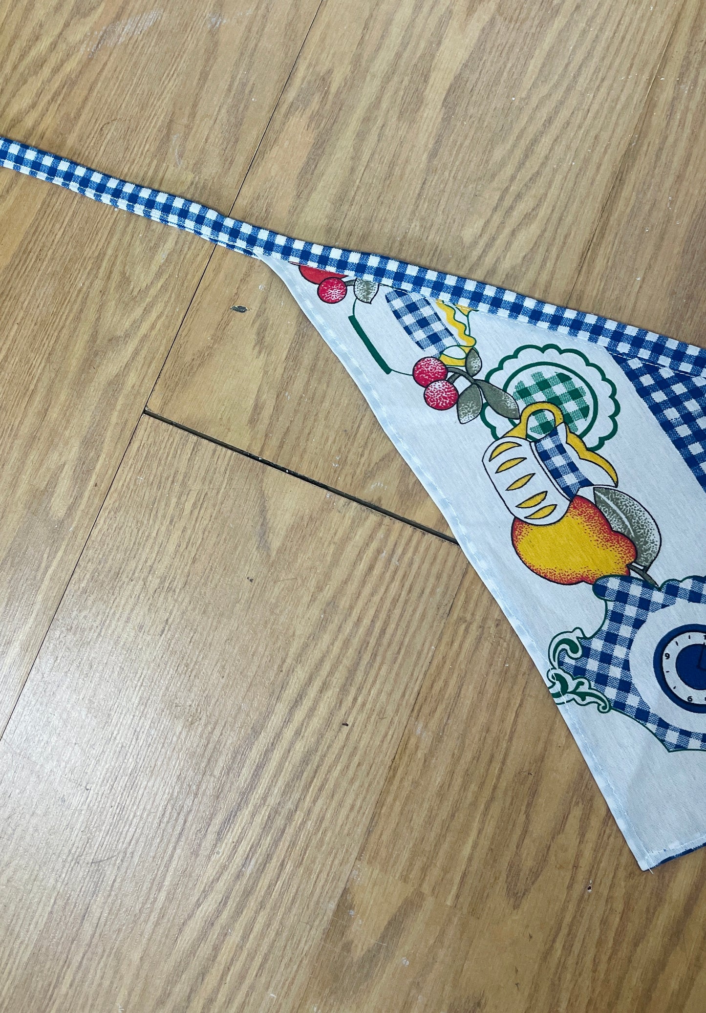 Handmade Blue Gingham Fruit Print Head Scarf Bandana