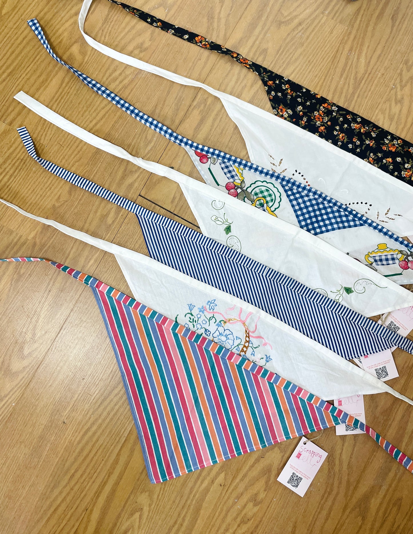 Handmade Blue Gingham Fruit Print Head Scarf Bandana