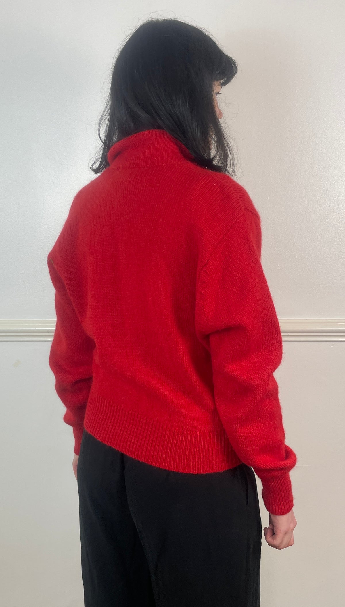 Vintage 80s Red Wool V-Neck Double Breasted Knitted Cardigan - Size 10