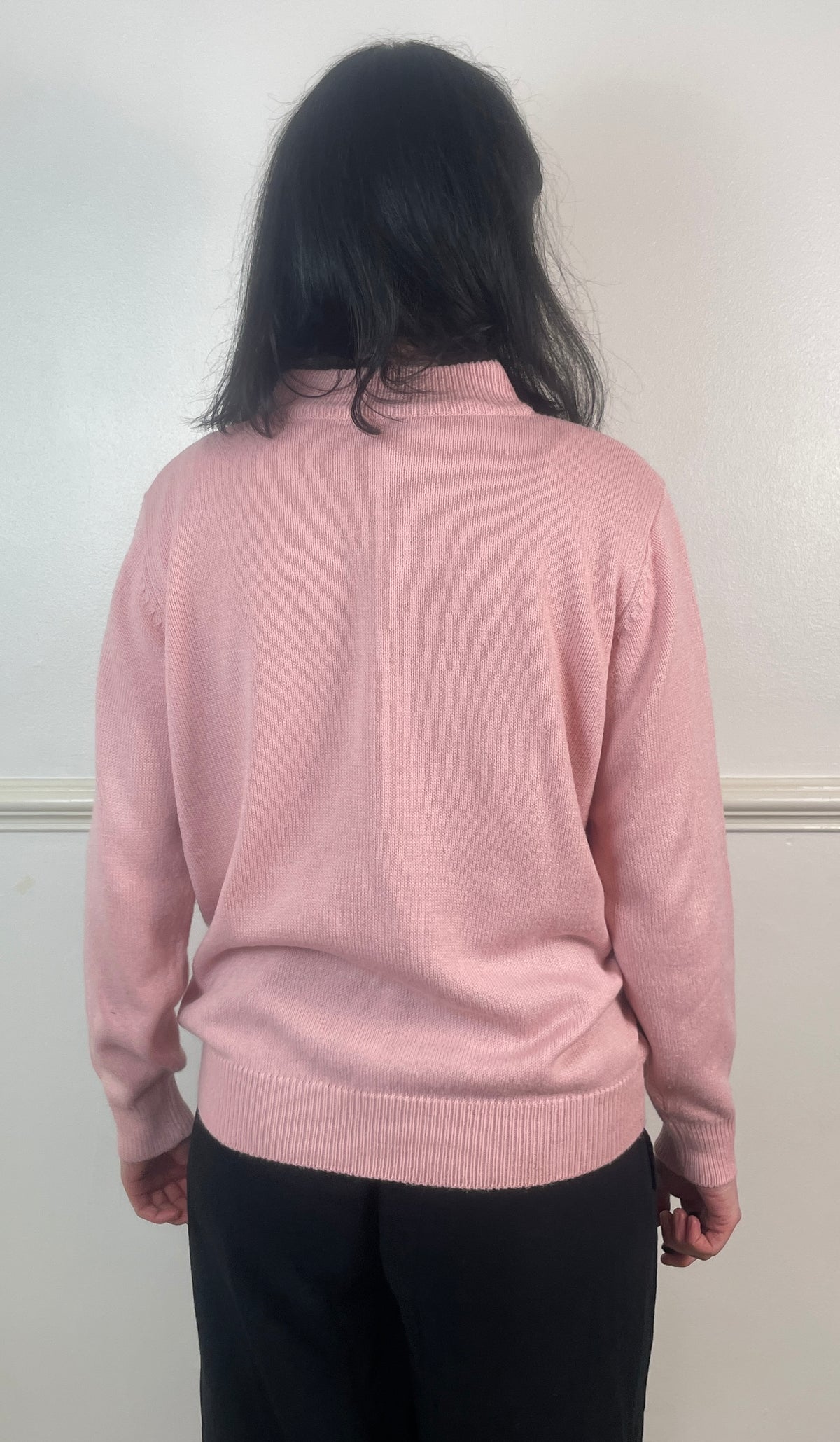 Vintage 90s Pale Pink Henley Neck Knitted Jumper - Size 12/14