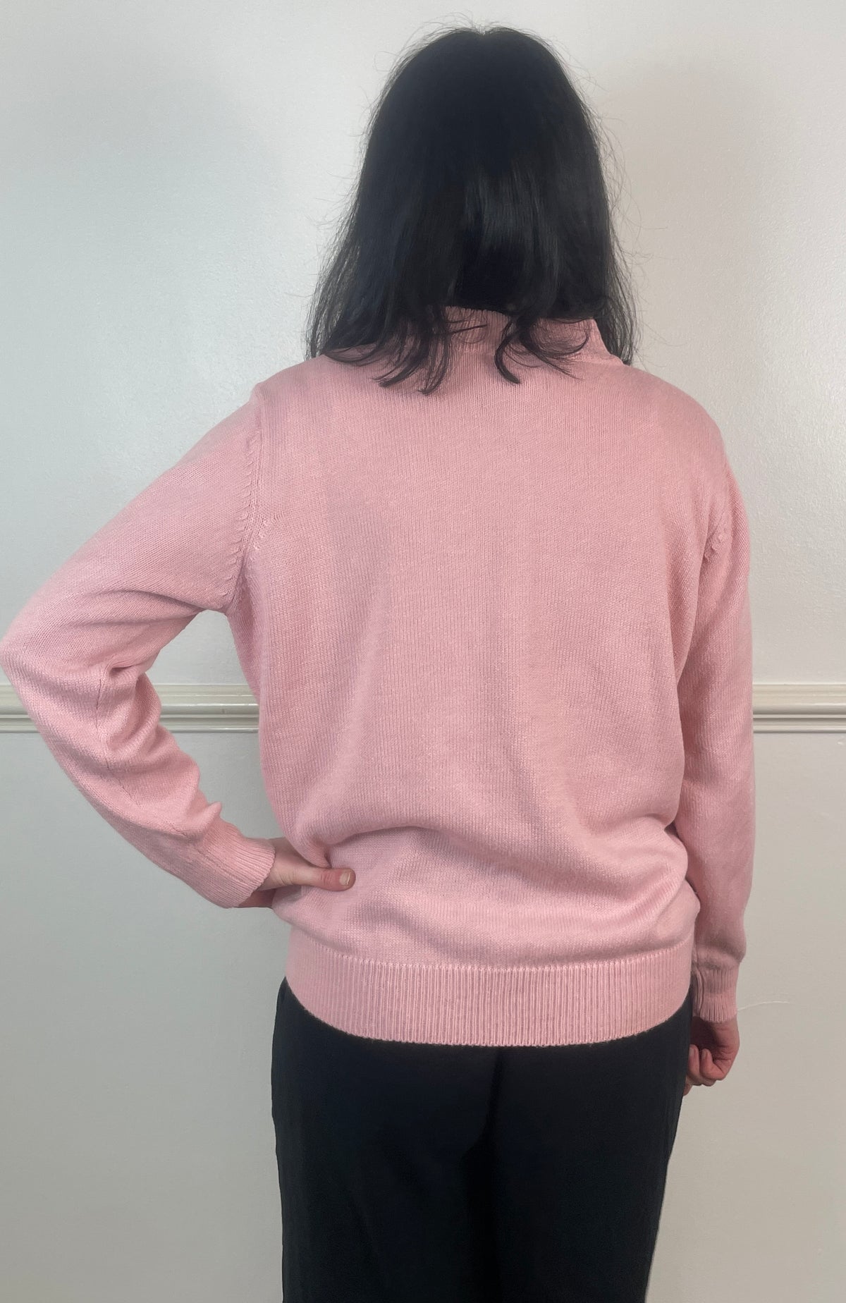 Vintage 90s Pale Pink Henley Neck Knitted Jumper - Size 12/14