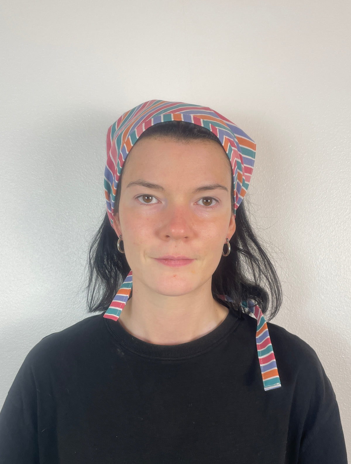 Handmade Multi Coloured Striped Cotton Head Scarf Bandana