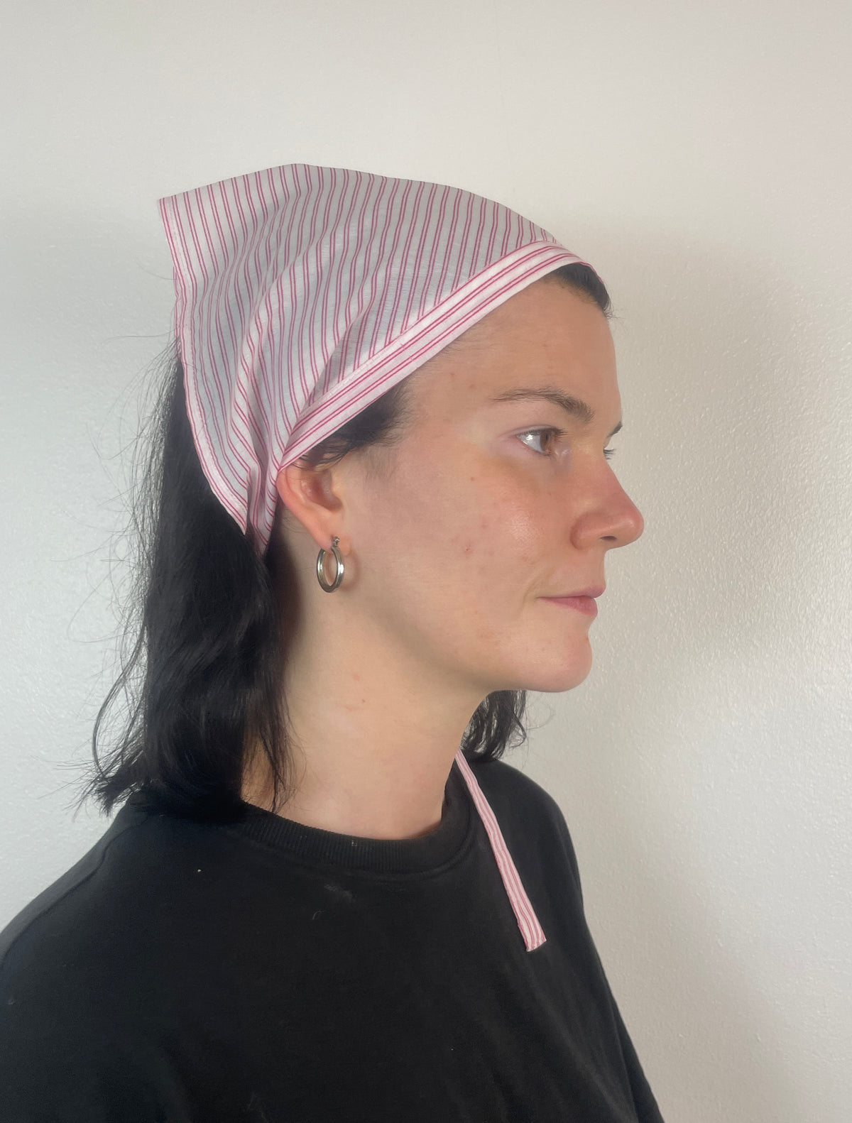 Handmade Pink Striped Cotton Head Scarf Bandana