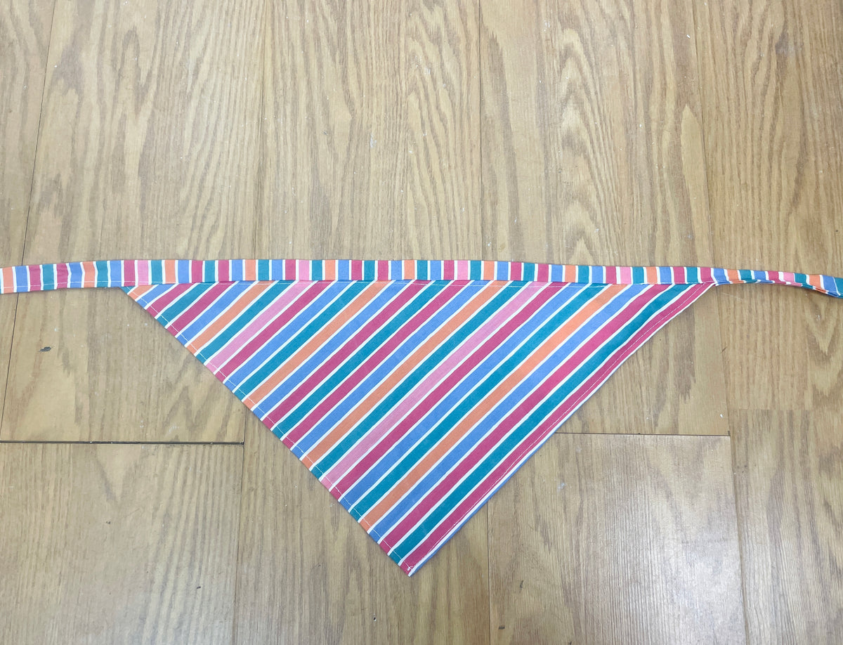 Handmade Multi Coloured Striped Cotton Head Scarf Bandana