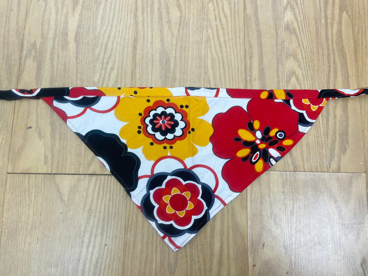 Handmade Red and Yellow Floral Cotton Head Scarf Bandana