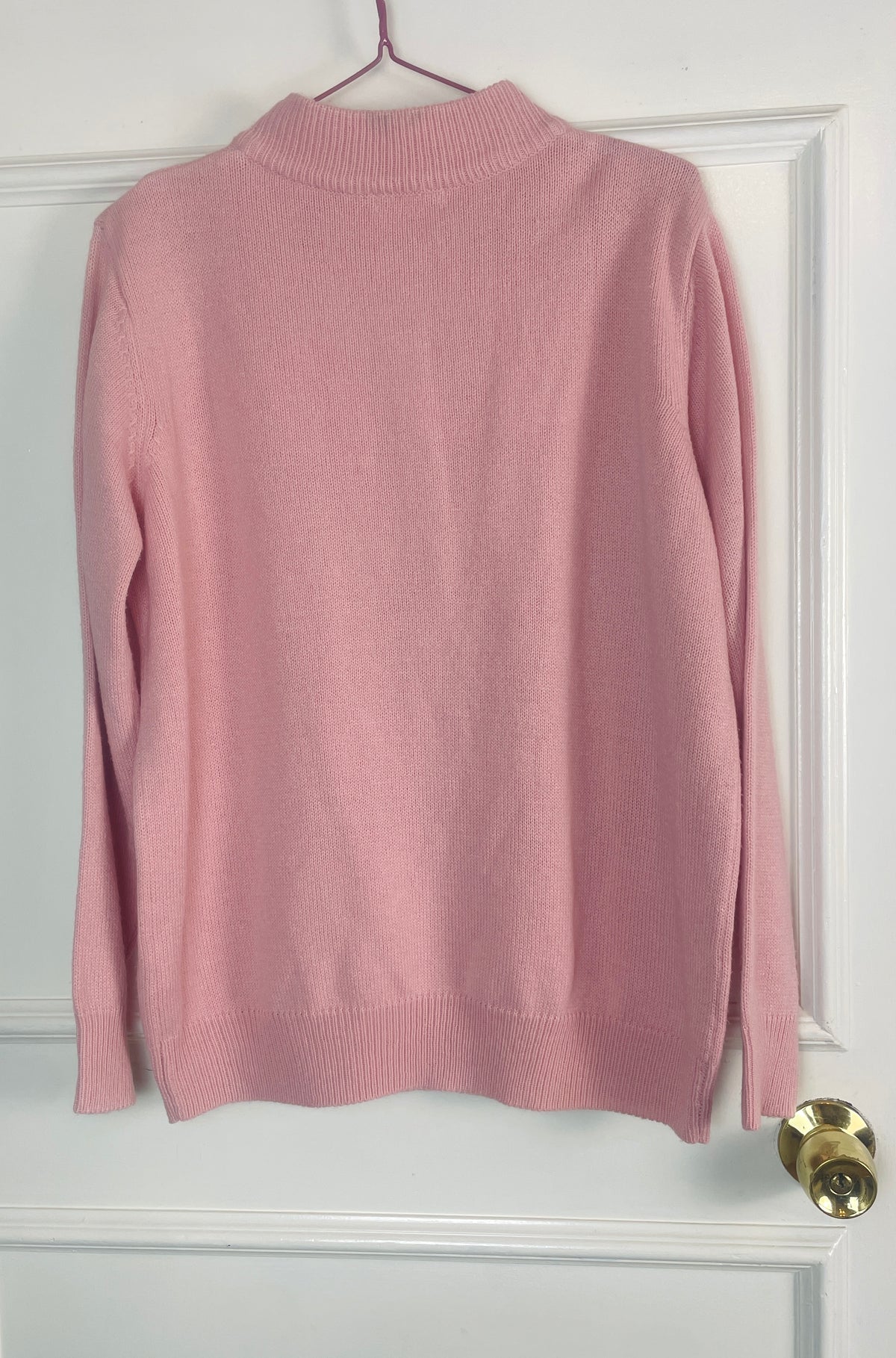 Vintage 90s Pale Pink Henley Neck Knitted Jumper - Size 12/14