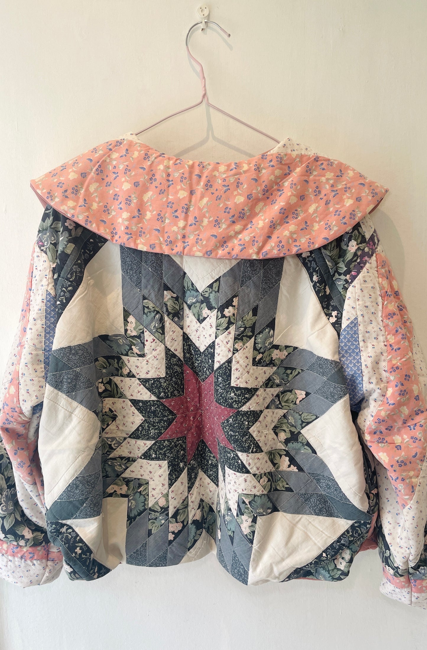 Penny Handmade Blue and Pink Patchwork Quilted Jacket - Up To Size 14