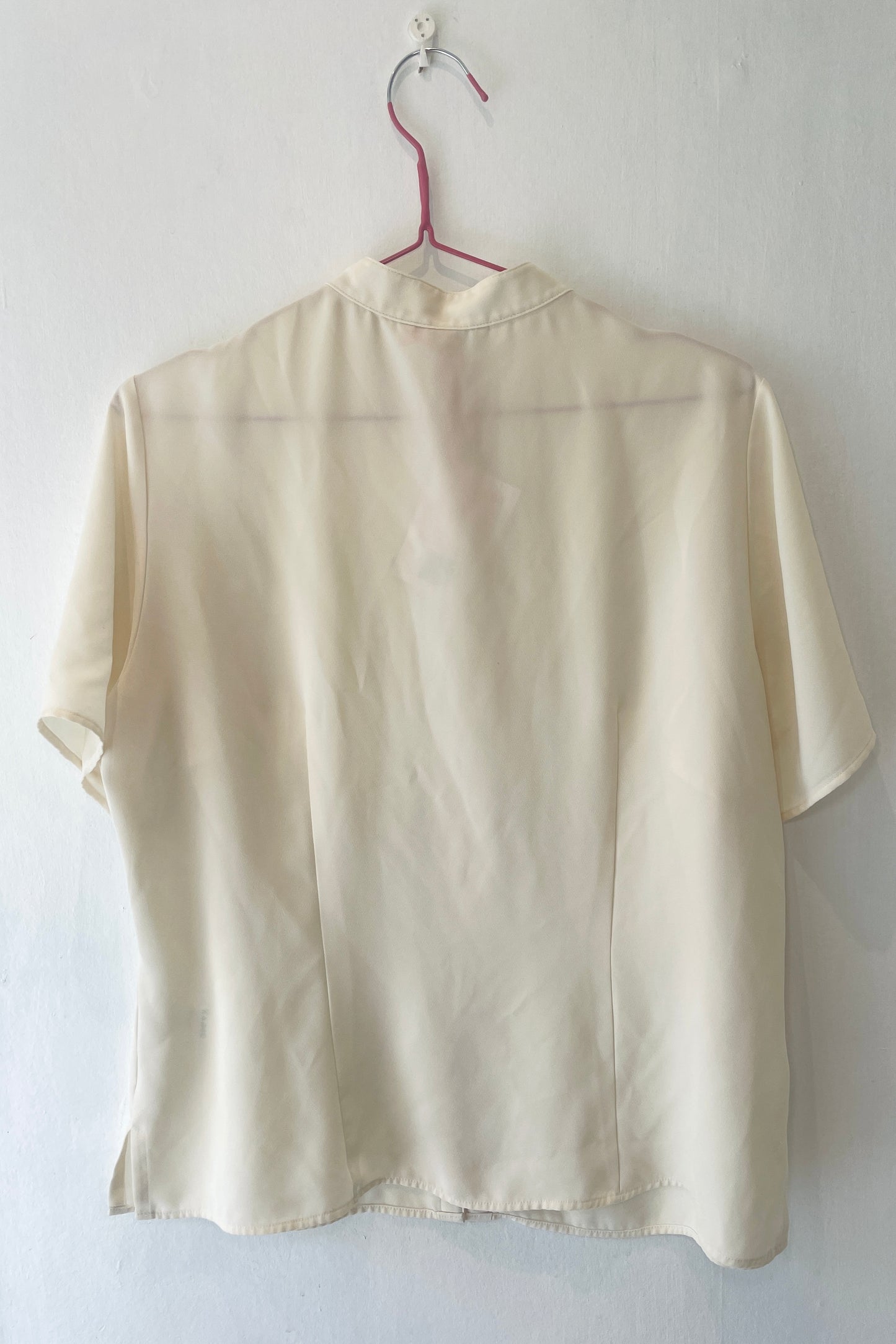 Vintage 90s White Mandarin Collar Shirt - Up To Size 14