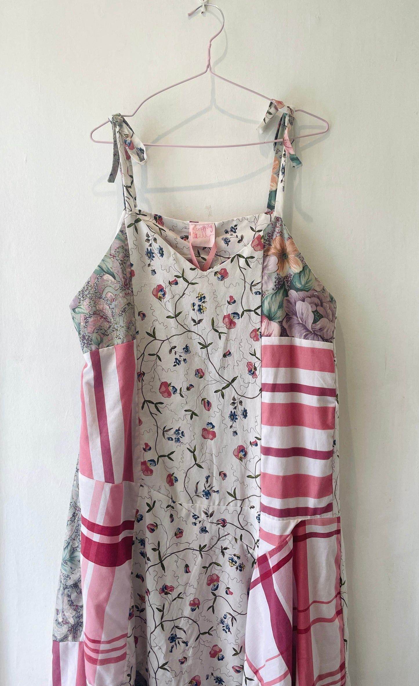Charlie Handmade Pink Floral Patchwork Hankerchief Dress - Up To Size 14